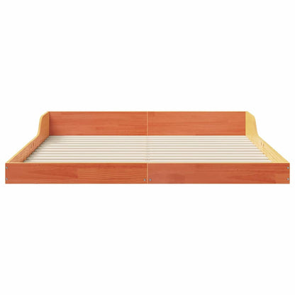 Bed Frame Wax Brown 140 x 210 cm Solid Pine Wood