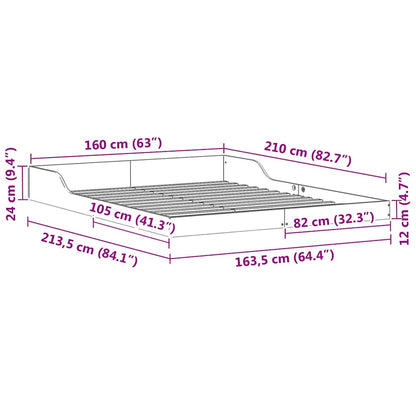 Bed Frame White 160 x 210 cm Solid Pine Wood