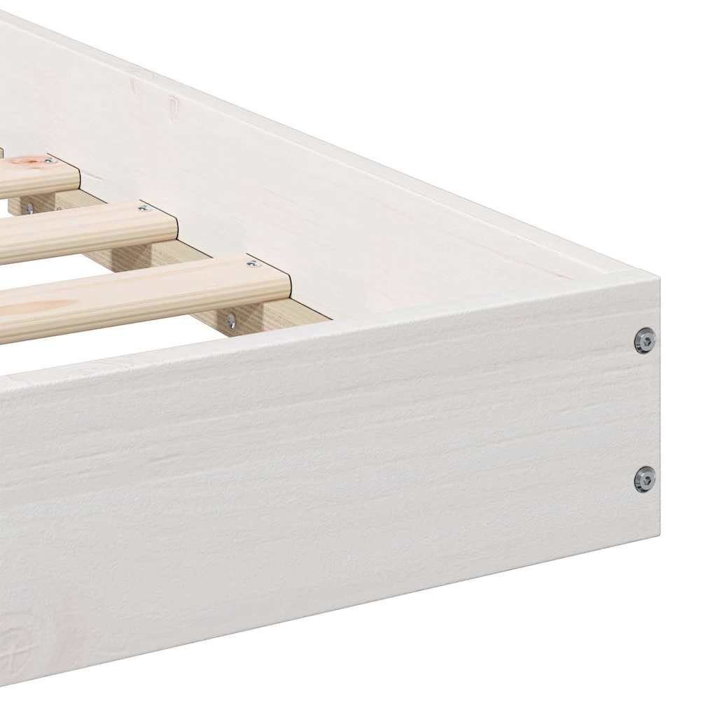 Bed Frame White 200 x 210 cm Solid Pine Wood