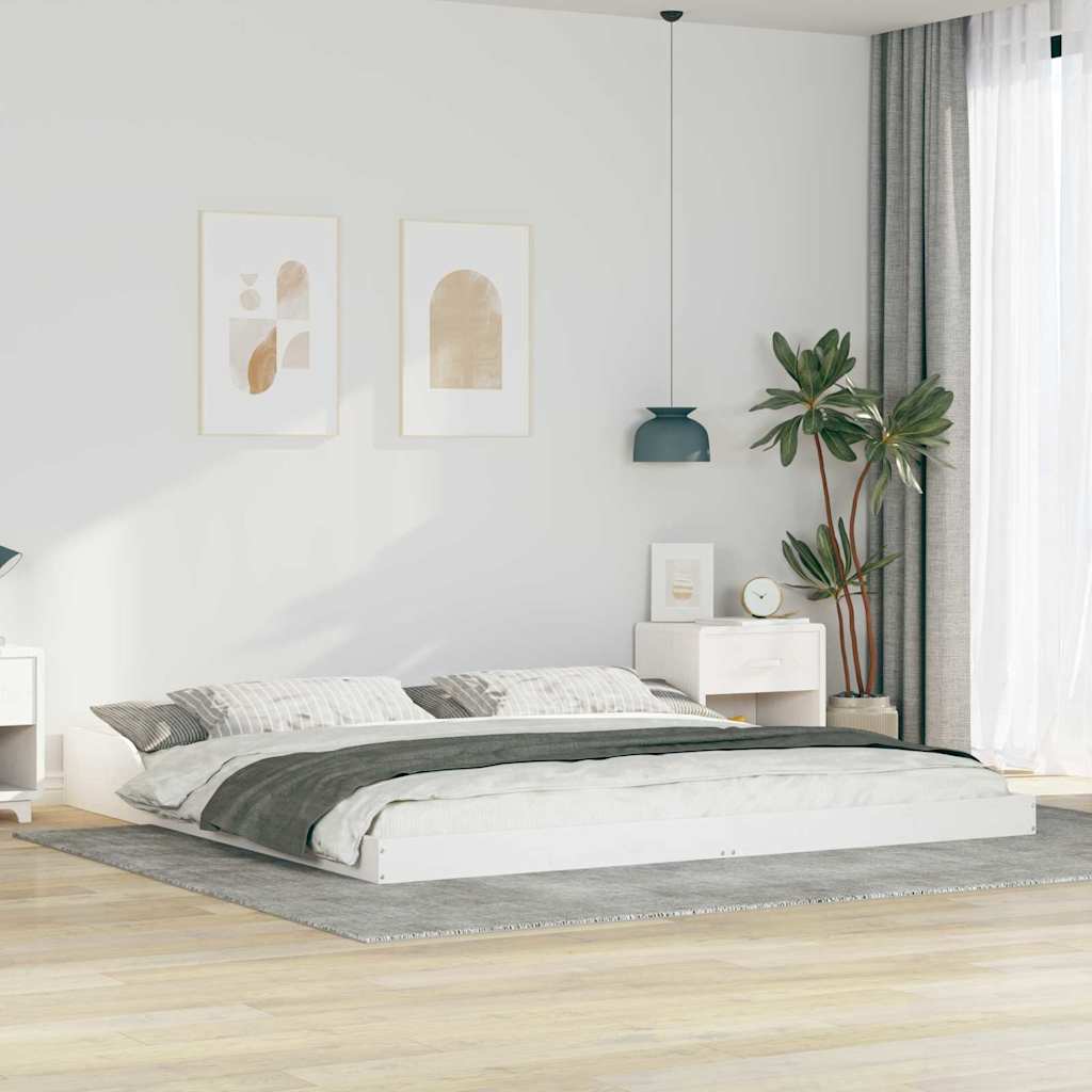 Bed Frame White 200 x 210 cm Solid Pine Wood