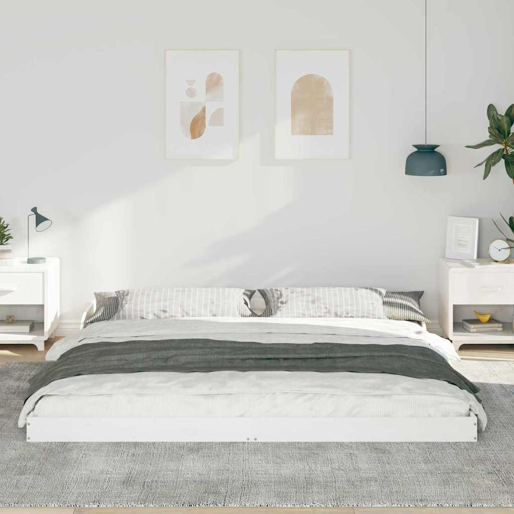 Bed Frame White 200 x 210 cm Solid Pine Wood
