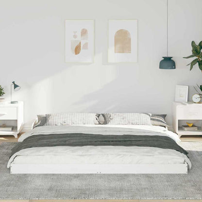 Bed Frame White 200 x 210 cm Solid Pine Wood
