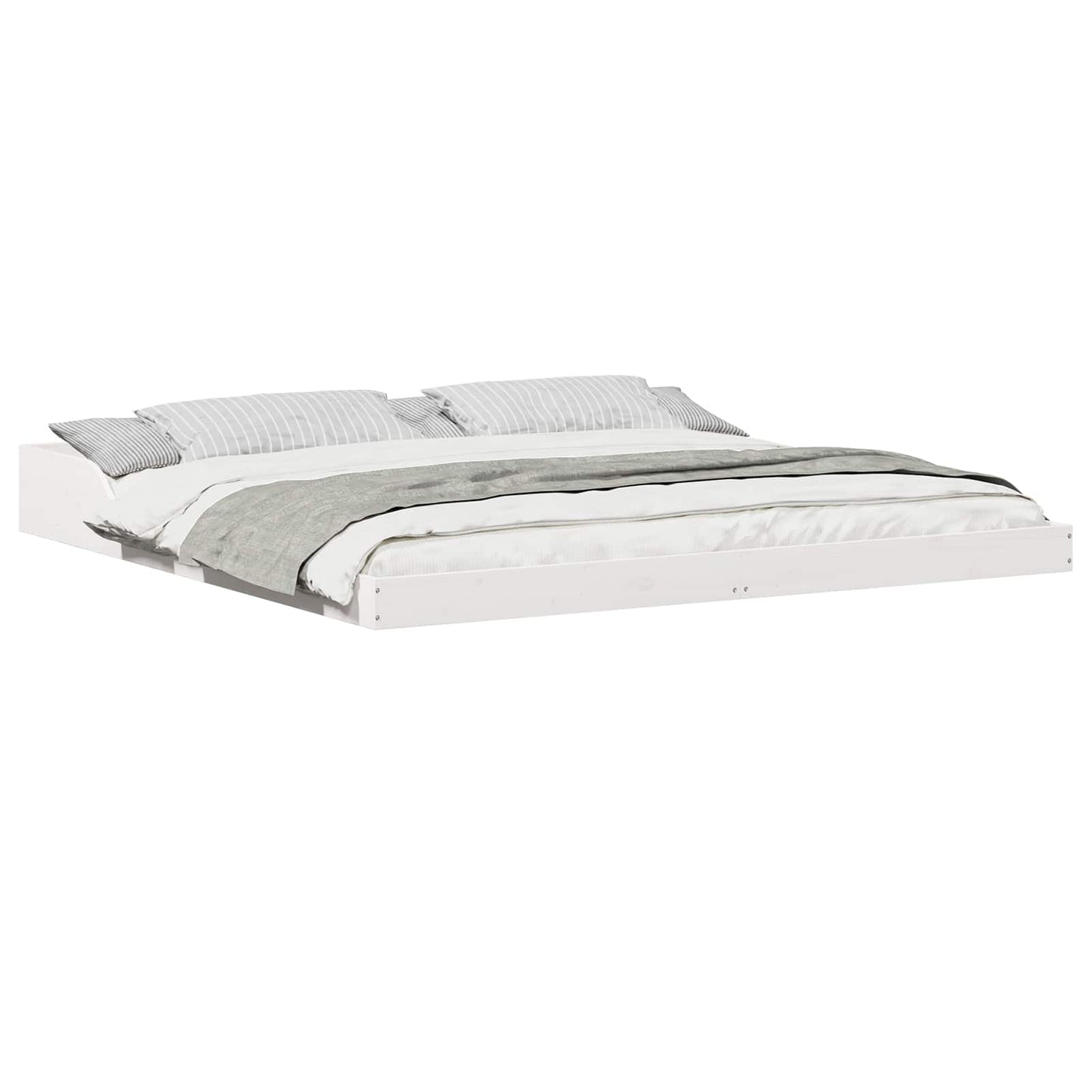 Bed Frame White 200 x 210 cm Solid Pine Wood