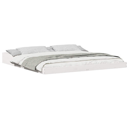 Bed Frame White 200 x 210 cm Solid Pine Wood