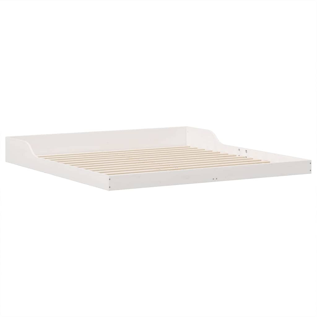 Bed Frame White 200 x 210 cm Solid Pine Wood