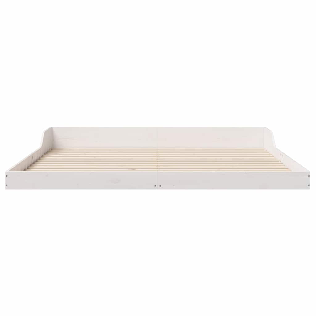 Bed Frame White 200 x 210 cm Solid Pine Wood