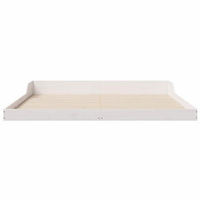Bed Frame White 200 x 210 cm Solid Pine Wood