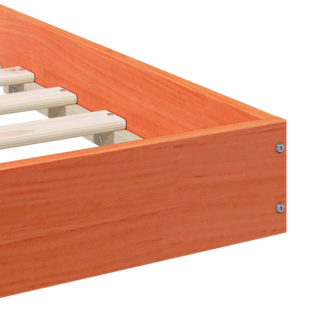 Bed Frame Wax Brown 90 x 220 cm Solid Pine Wood
