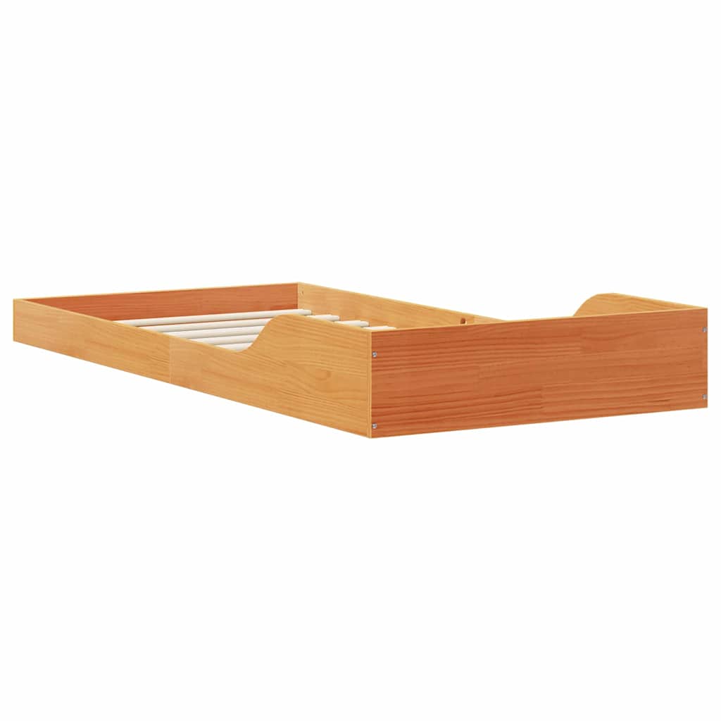 Bed Frame Wax Brown 90 x 220 cm Solid Pine Wood