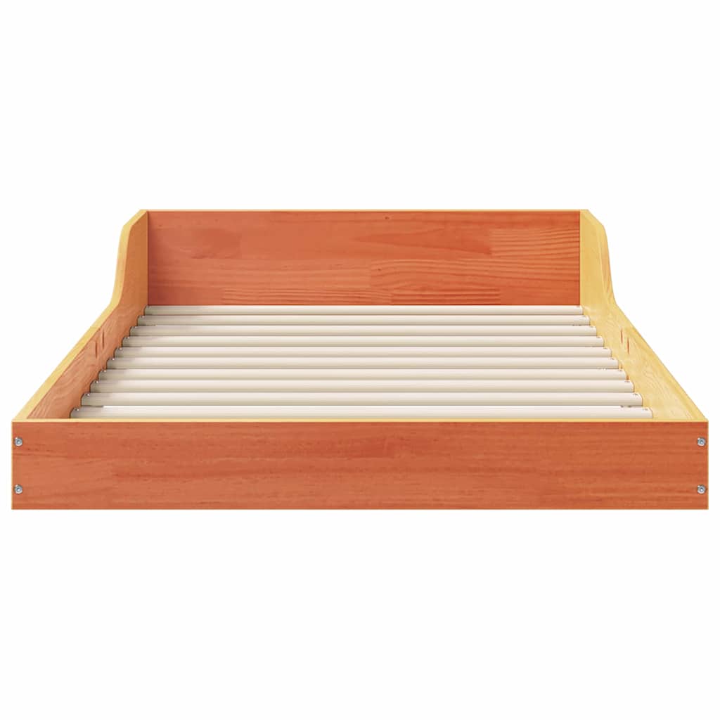 Bed Frame Wax Brown 90 x 220 cm Solid Pine Wood