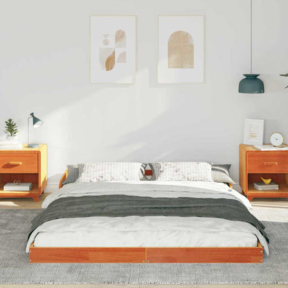 Bed Frame Wax Brown 140 x 220 cm Solid Pine Wood