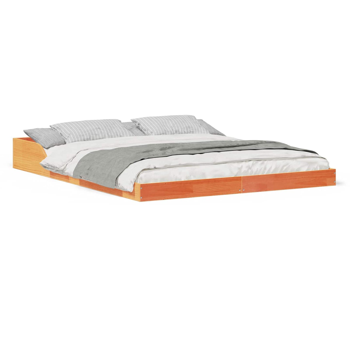 Bed Frame Wax Brown 140 x 220 cm Solid Pine Wood