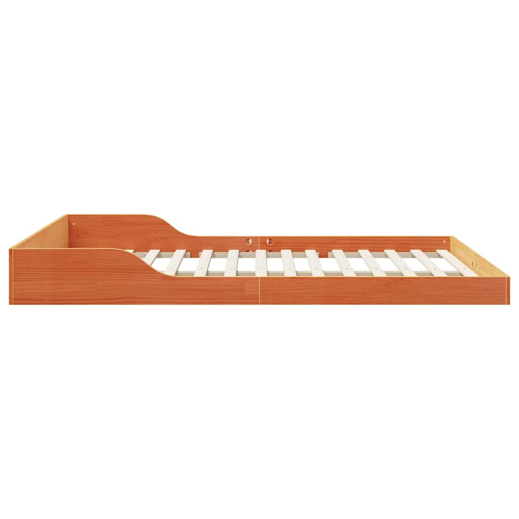 Bed Frame Wax Brown 140 x 220 cm Solid Pine Wood