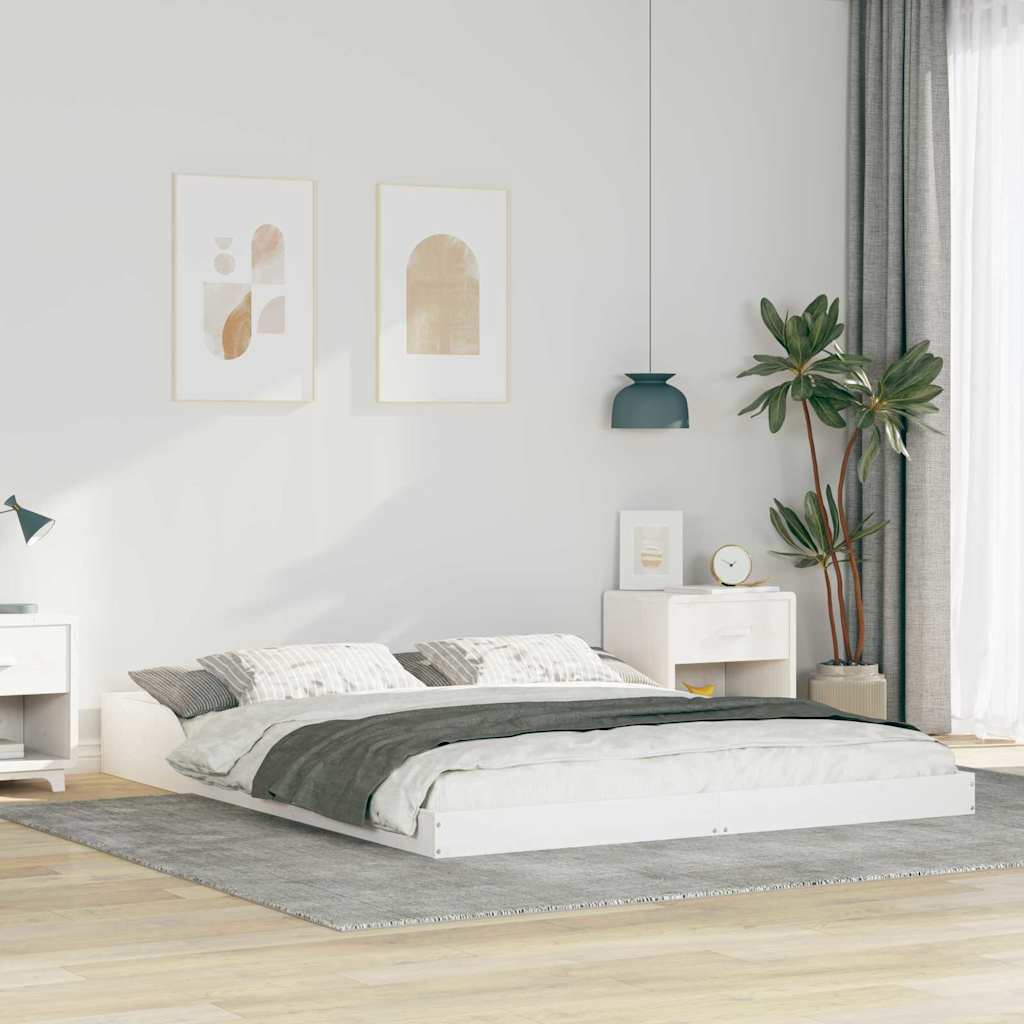 Bed Frame White 160 x 220 cm Solid Pine Wood