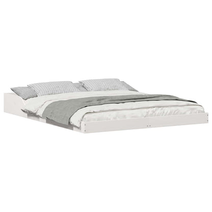Bed Frame White 160 x 220 cm Solid Pine Wood
