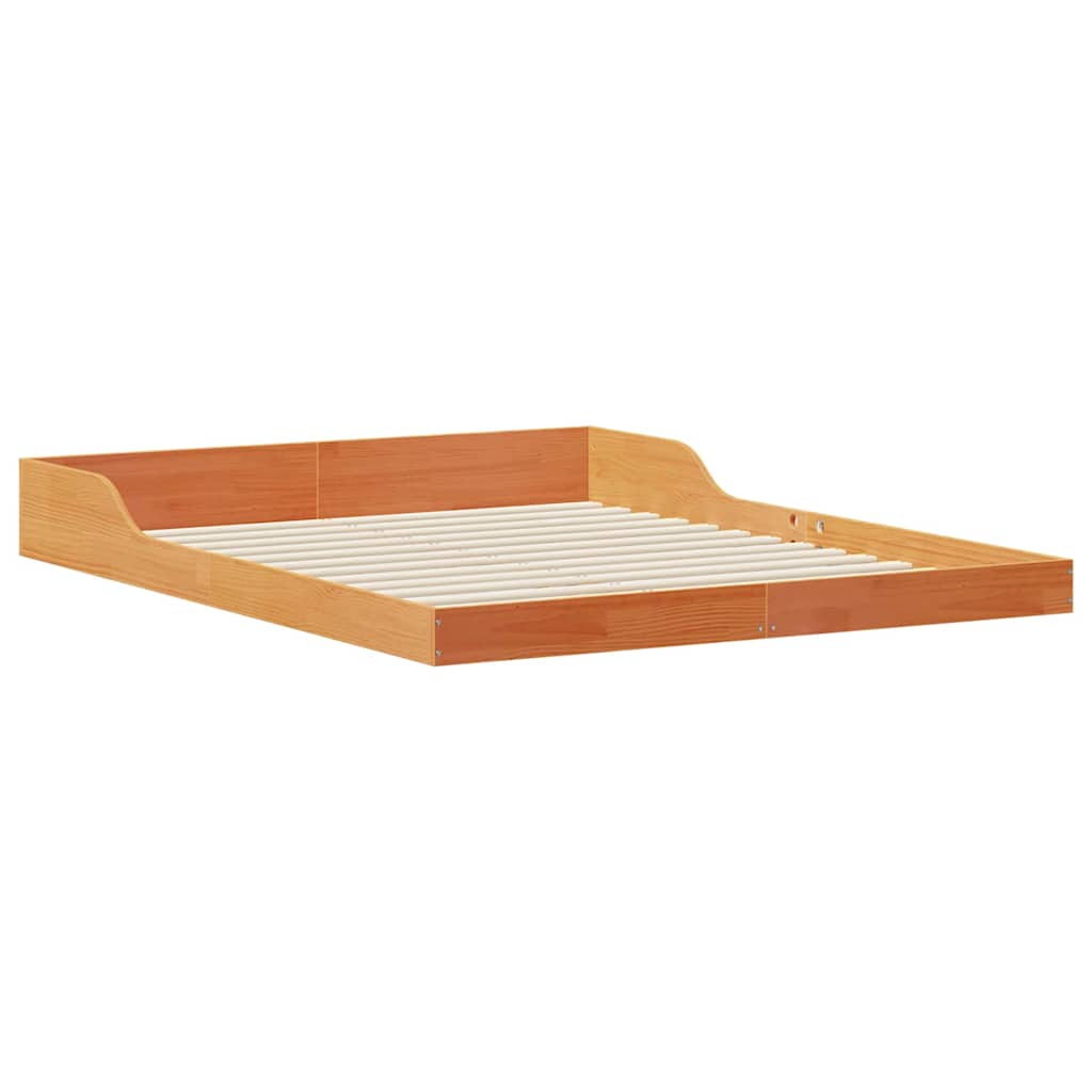 Bed Frame Wax Brown 160 x 220 cm Solid Pine Wood