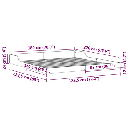 Bed Frame Brown 180 x 220 cm Solid Pine Wood