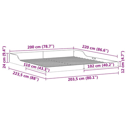 Bed Frame White 200 x 220 cm Solid Pine Wood