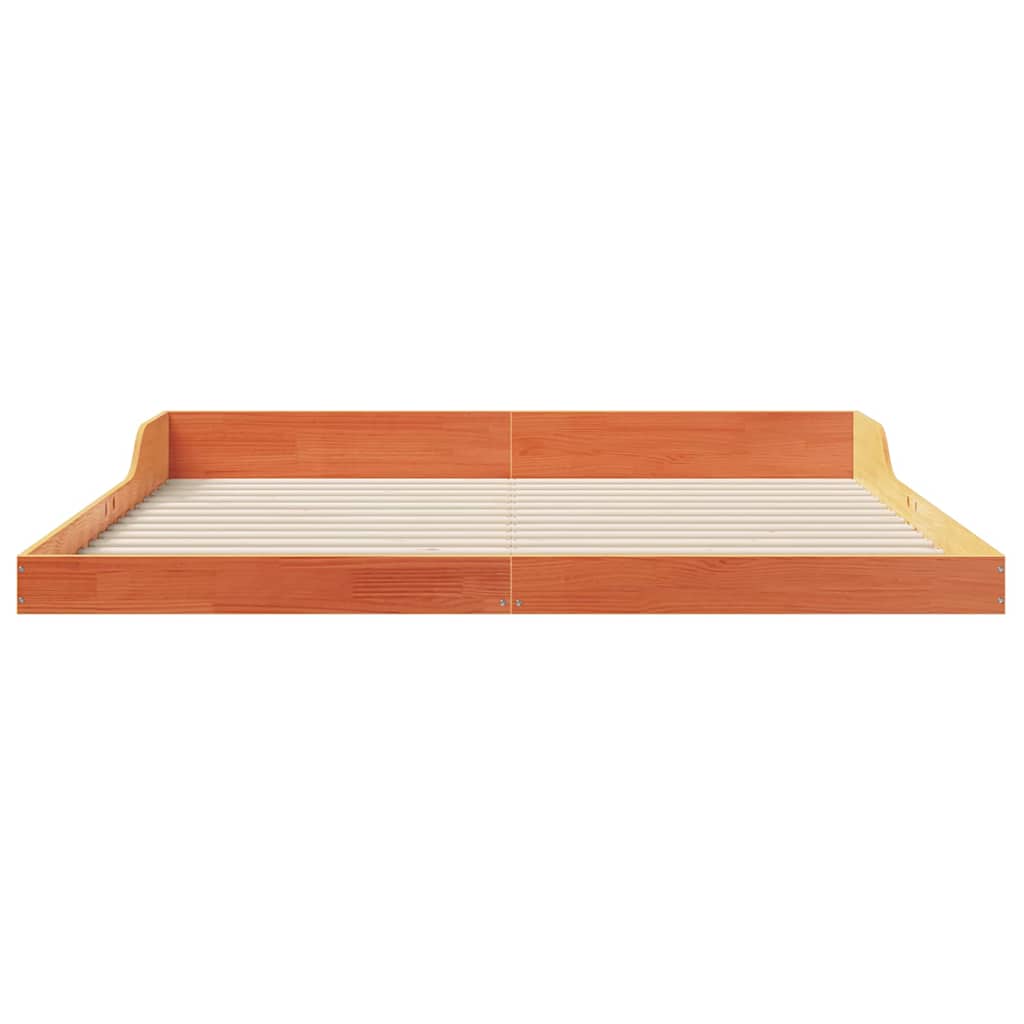 Bed Frame Wax Brown 200 x 220 cm Solid Pine Wood