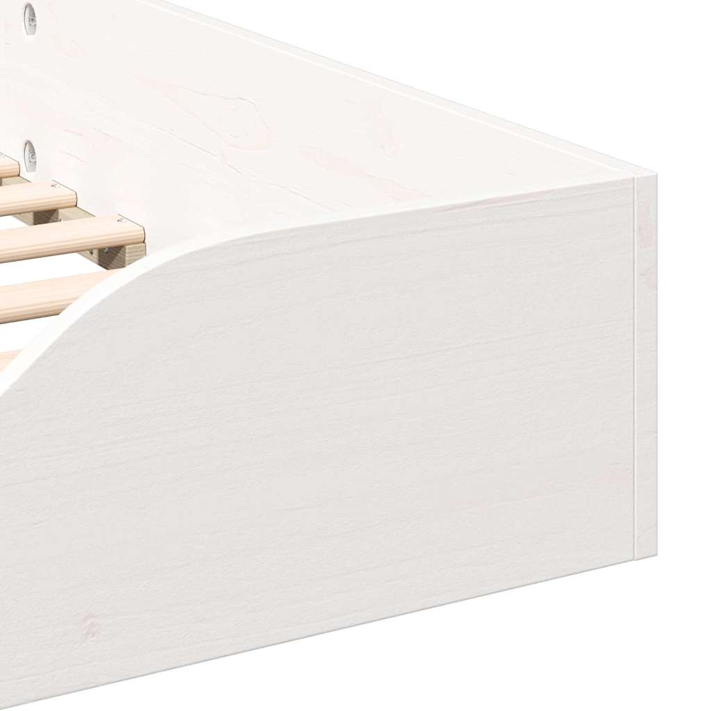 Bed Frame White 100 x 200 cm Solid Pine Wood