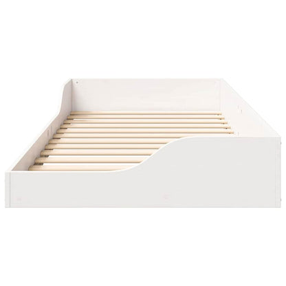 Bed Frame White 100 x 200 cm Solid Pine Wood