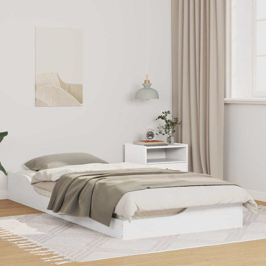 Bed Frame White 90 x 200 cm Solid Pine Wood