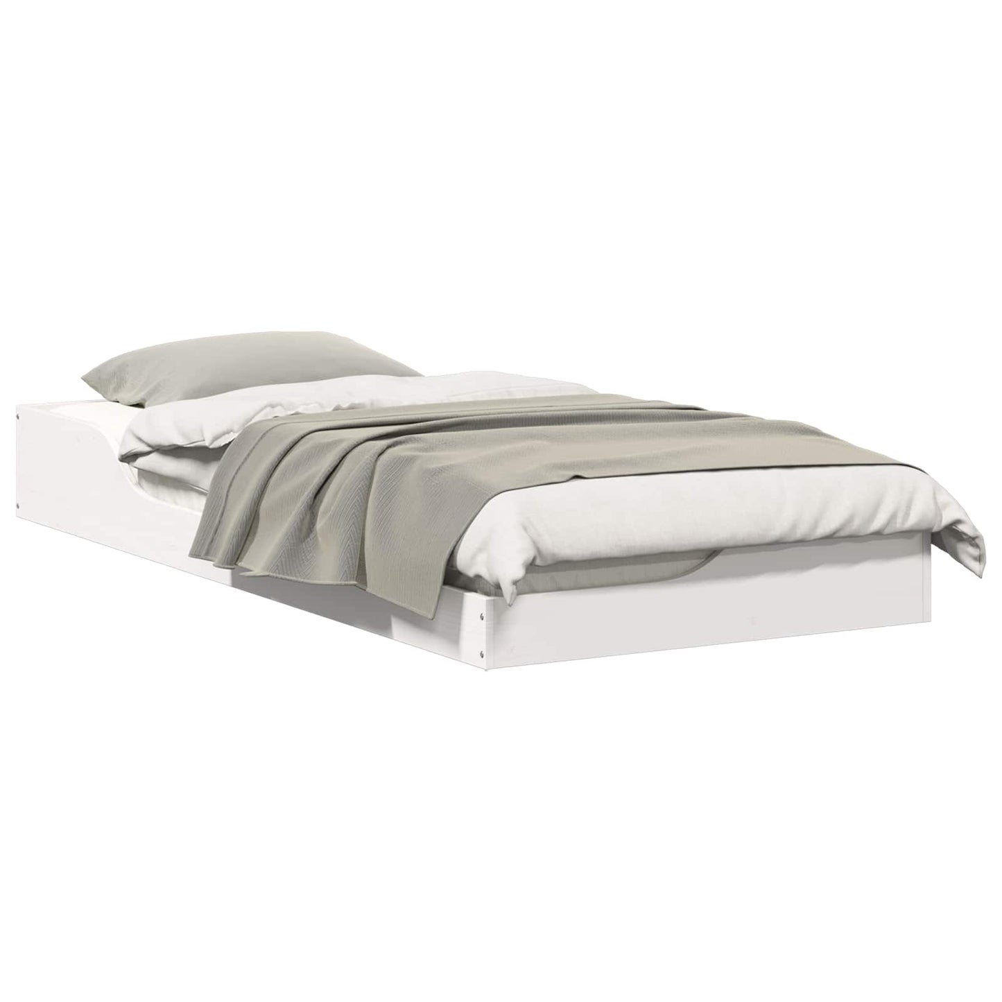 Bed Frame White 90 x 200 cm Solid Pine Wood
