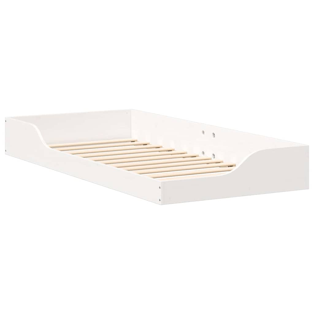 Bed Frame White 90 x 200 cm Solid Pine Wood