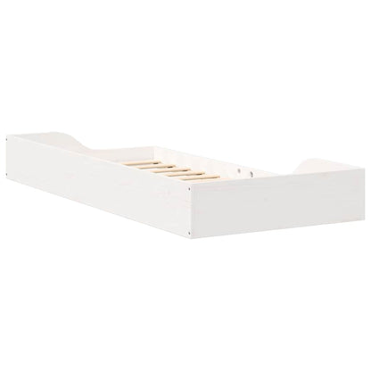 Bed Frame White 90 x 200 cm Solid Pine Wood