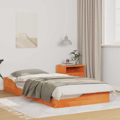 Bed Frame Wax Brown 90 x 200 cm Solid Pine Wood