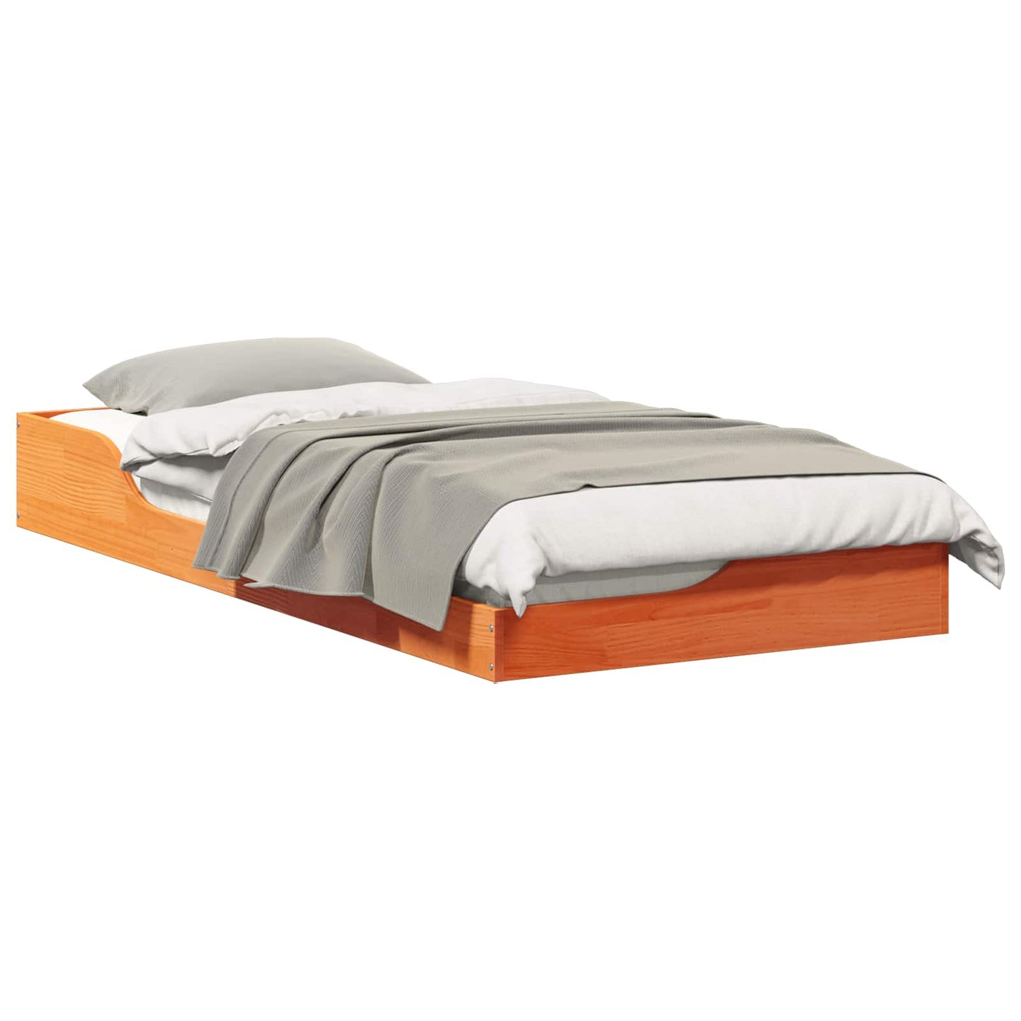 Bed Frame Wax Brown 90 x 200 cm Solid Pine Wood