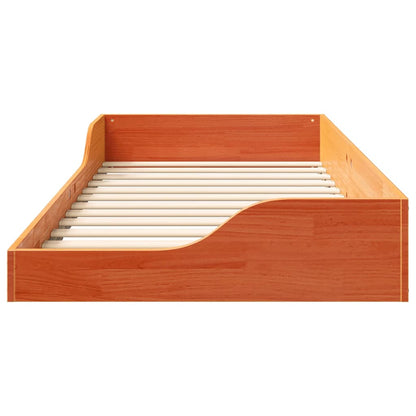 Bed Frame Wax Brown 90 x 200 cm Solid Pine Wood