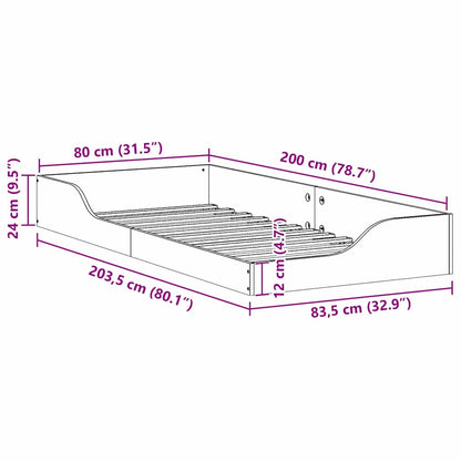 Bed Frame Brown 80 x 200 cm Solid Pine Wood