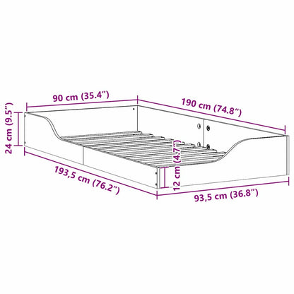 Bed Frame White 90 x 190 cm Solid Pine Wood