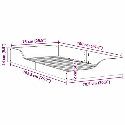 Bed Frame Brown 75 x 190 cm Solid Pine Wood