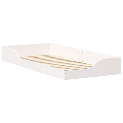 Bed Frame White 80 x 210 cm Solid Pine Wood