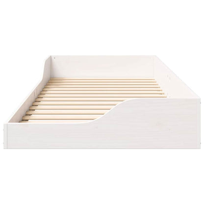 Bed Frame White 80 x 210 cm Solid Pine Wood