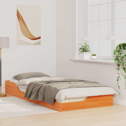 Bed Frame Wax Brown 80 x 210 cm Solid Pine Wood