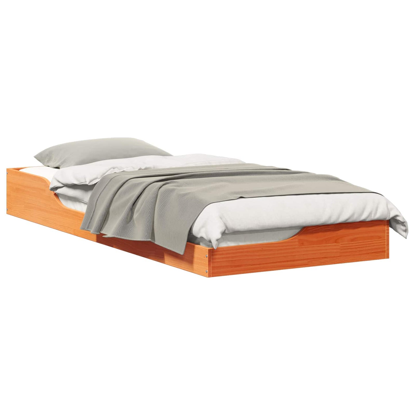 Bed Frame Wax Brown 80 x 210 cm Solid Pine Wood