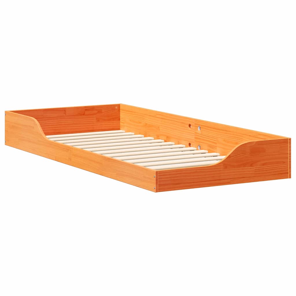 Bed Frame Wax Brown 80 x 210 cm Solid Pine Wood