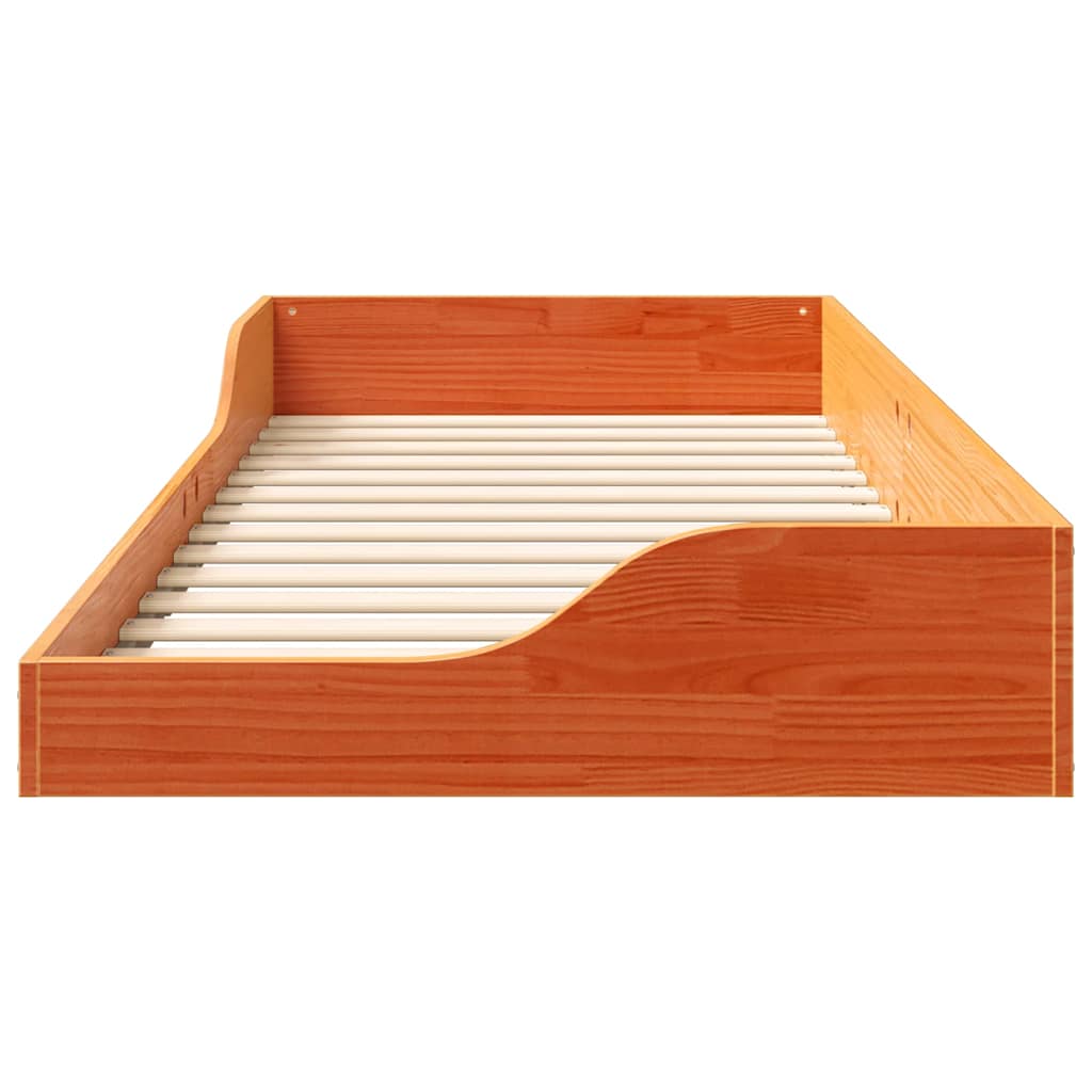 Bed Frame Wax Brown 80 x 210 cm Solid Pine Wood