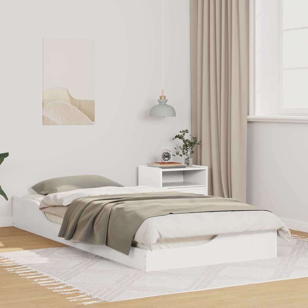 Bed Frame White 90 x 210 cm Solid Pine Wood