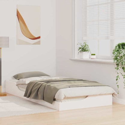 Bed Frame White 90 x 210 cm Solid Pine Wood