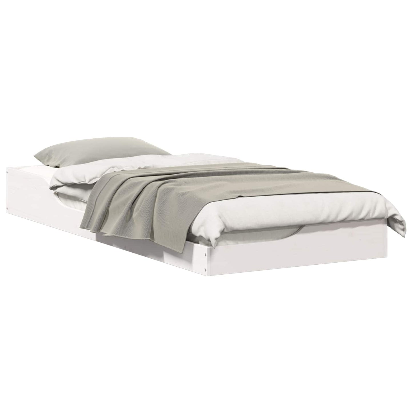 Bed Frame White 90 x 210 cm Solid Pine Wood