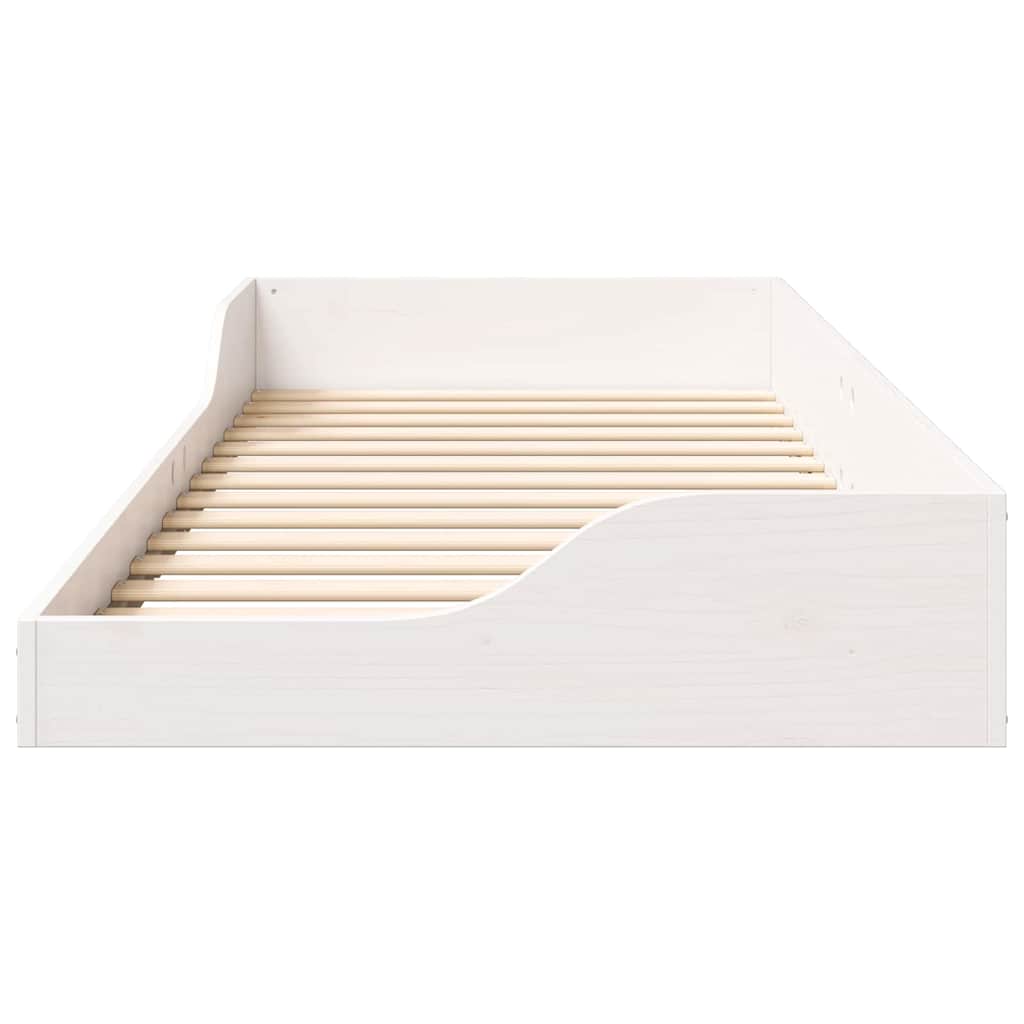 Bed Frame White 90 x 210 cm Solid Pine Wood