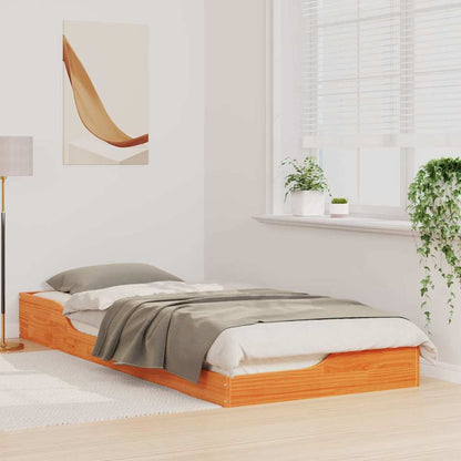 Bed Frame Wax Brown 80 x 220 cm Solid Pine Wood