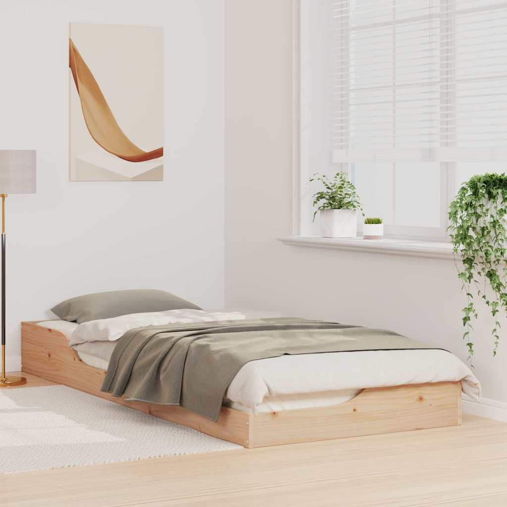 Bed Frame Brown 90 x 220 cm Solid Pine Wood