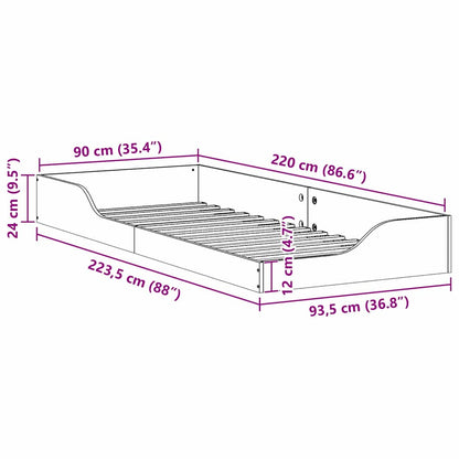 Bed Frame Brown 90 x 220 cm Solid Pine Wood