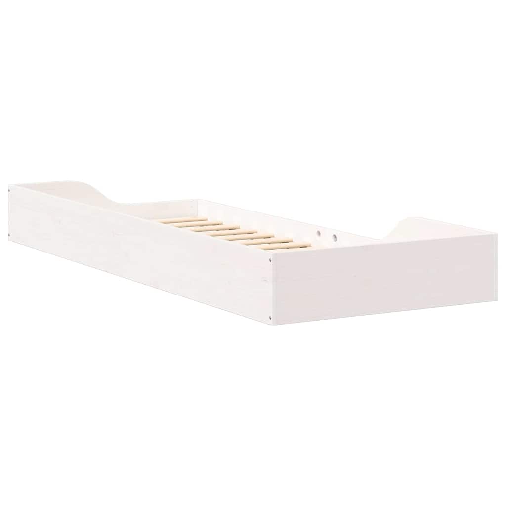 Bed Frame White 90 x 220 cm Solid Pine Wood