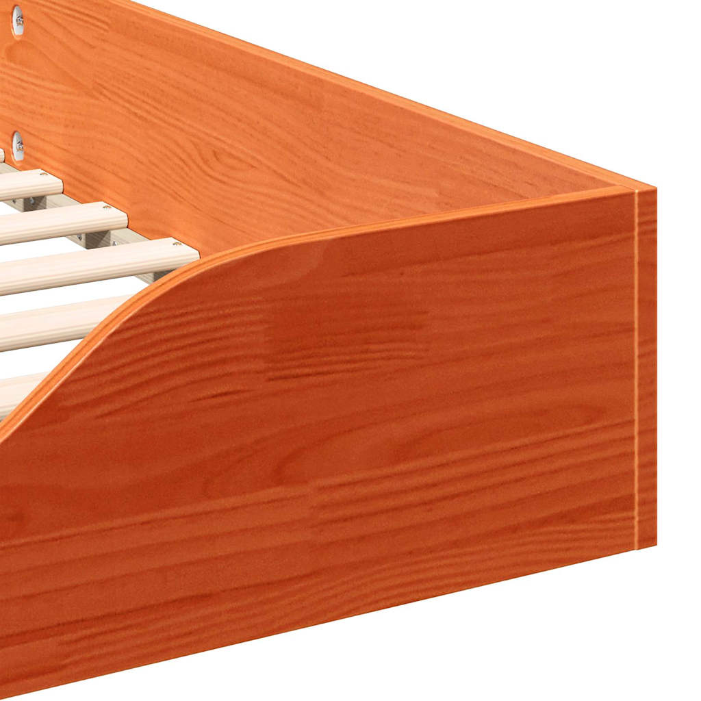 Bed Frame Wax Brown 90 x 220 cm Solid Pine Wood